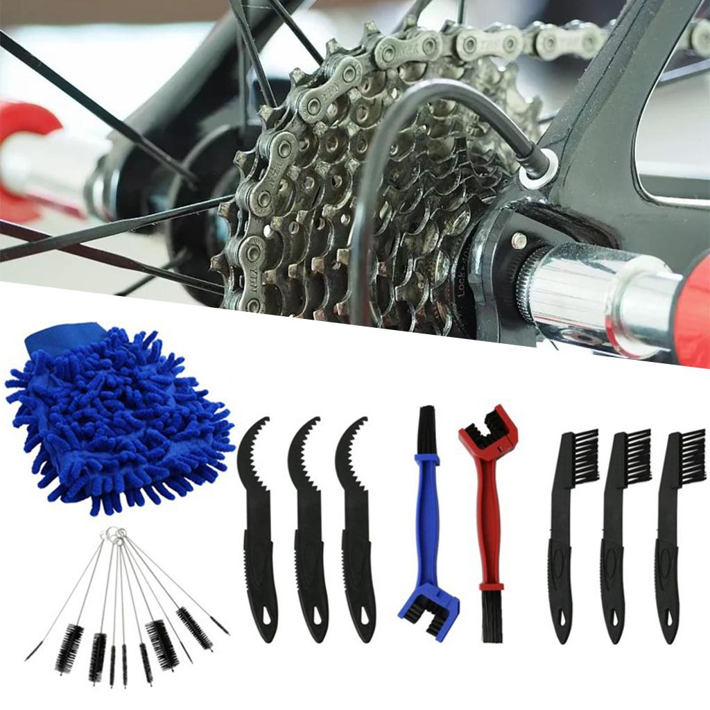 Bike Cleaning Kit, Bicycle Cleaning Brush Tool, Bike Chain Cleaner, Cycling Brush Set, Suitable for Crank/Tire,Mountain Bike, Road Bike, Folding Bike