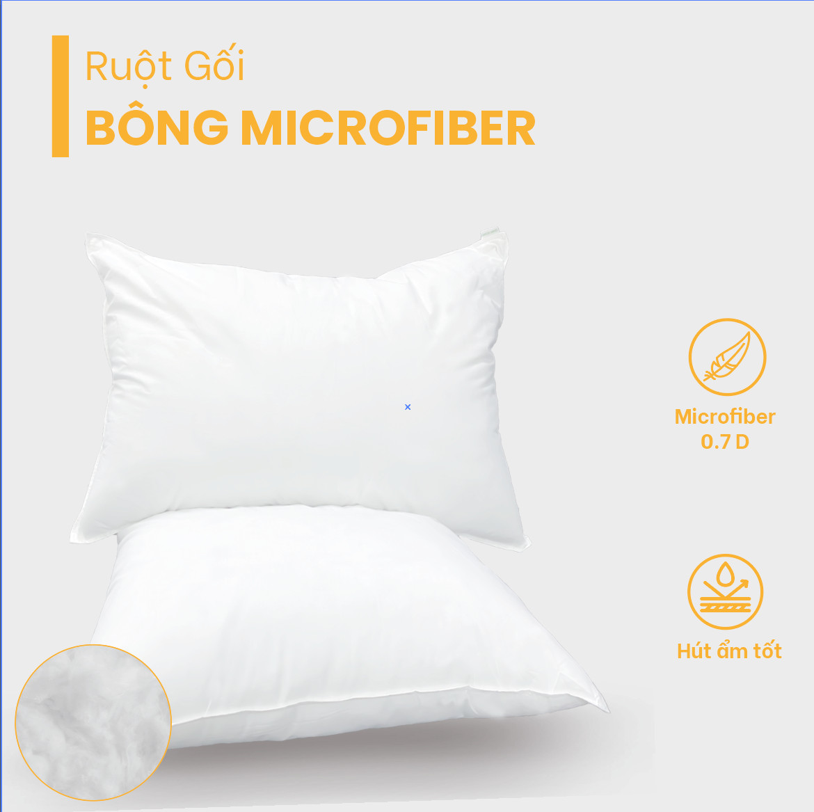 Gối khách sạn 5 sao - Gối bông Microfiber siêu mềm - Gối lông vũ nhân tạo cao cấp - Kích thước 60 x 80 cm - Gối chống mỏi cổ mỏi vai gáy