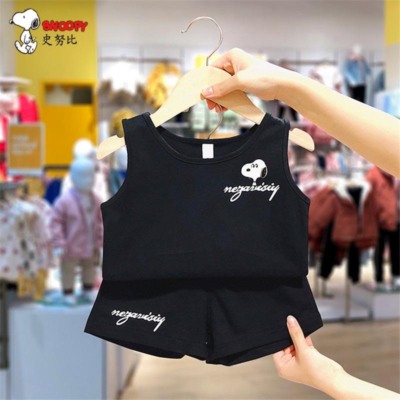 Đồ Bộ Ba Lỗ Bé Trai Bé Gái Mặc Đều Xinh, Bộ Sát Nách In Hình Chú Chó Snopy Cực Xinh Chất Cotton Cho Bé Từ 7-28kg