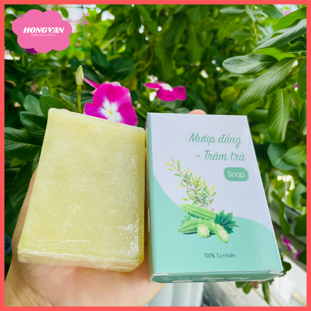 Combo 2 bánh xà bông mướp đắng và tràm trà từ thiên nhiên  ngừa mụn trắng da thơm dịu nhẹ + tặng lưới tạo bọt