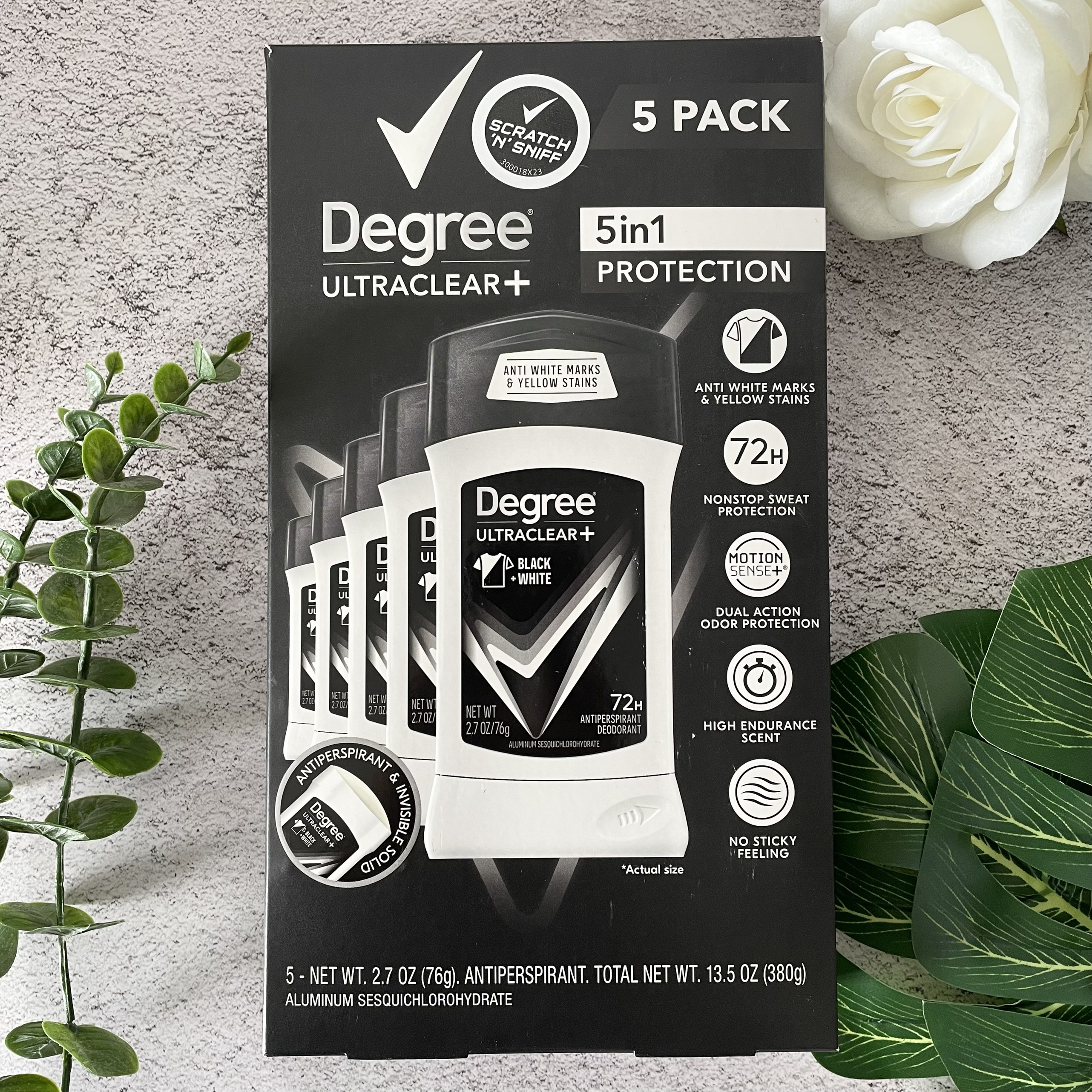 lăn khử mùi nam Degree black + white 76g - Mỹ ( không có tem phụ )