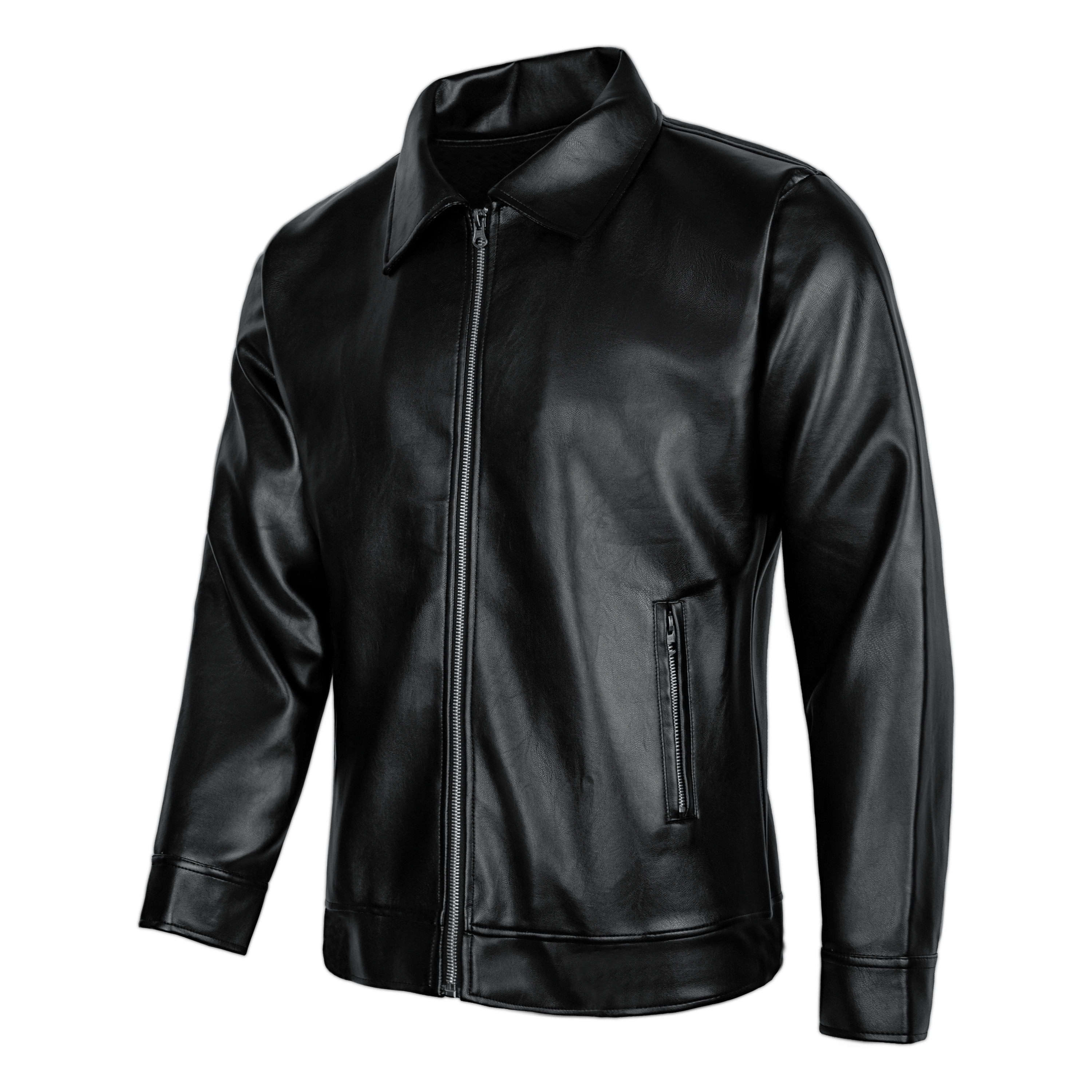 Áo khoác da nam đen lót lông cao cấp LADOS-2070 có túi trong, giữ form ấm áp, không bong tróc