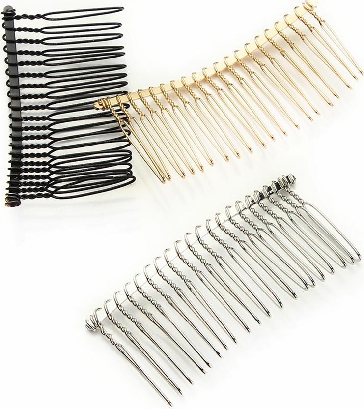 6pcs DIY Blank Metal Hair Clips Side Comb 10 Teeth Hair Accessories