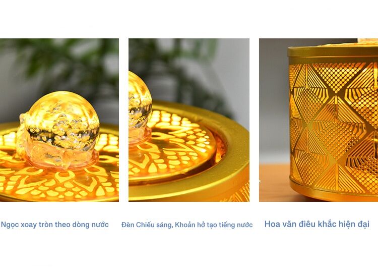 Thác Nước Phong Thủy Kim Hoàng Sắc Ngọc Decord Trang Trí_ Hàng chính hãng