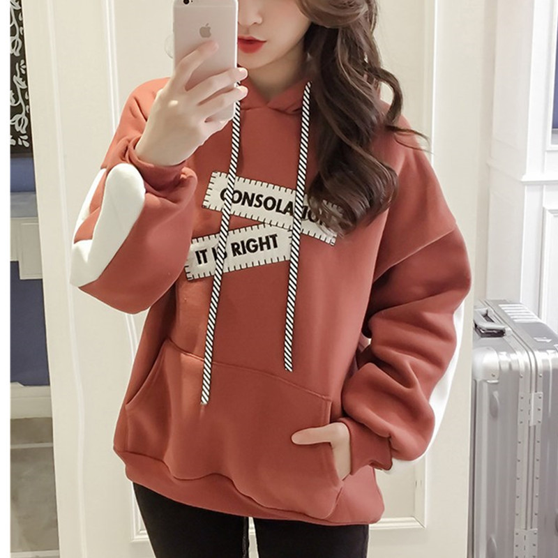 Phụ nữ mùa thu đông ăn mặc dài tay áo lỏng lẻo phiên bản fleece trên