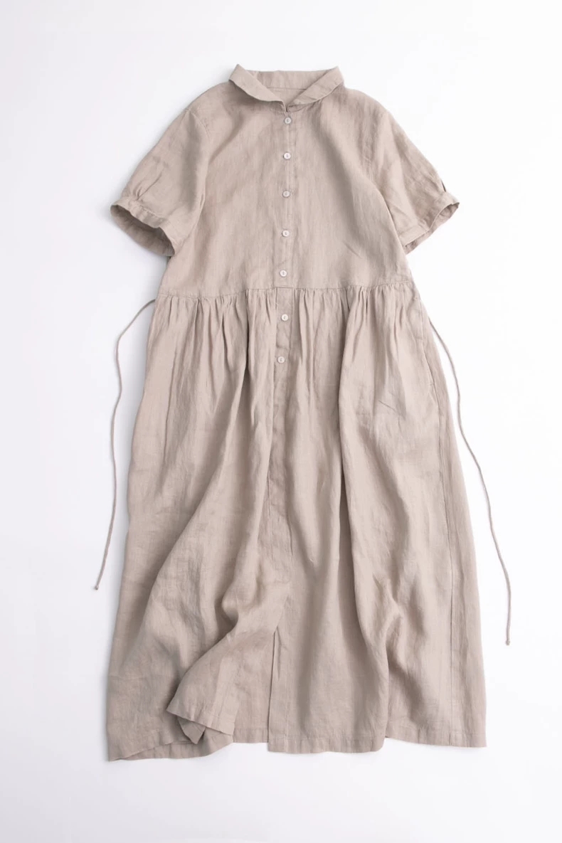 Đầm babydoll chất vải linen cao cấp đầm cổ sơ mi dễ mặc , thoải mái mẫu mới da216