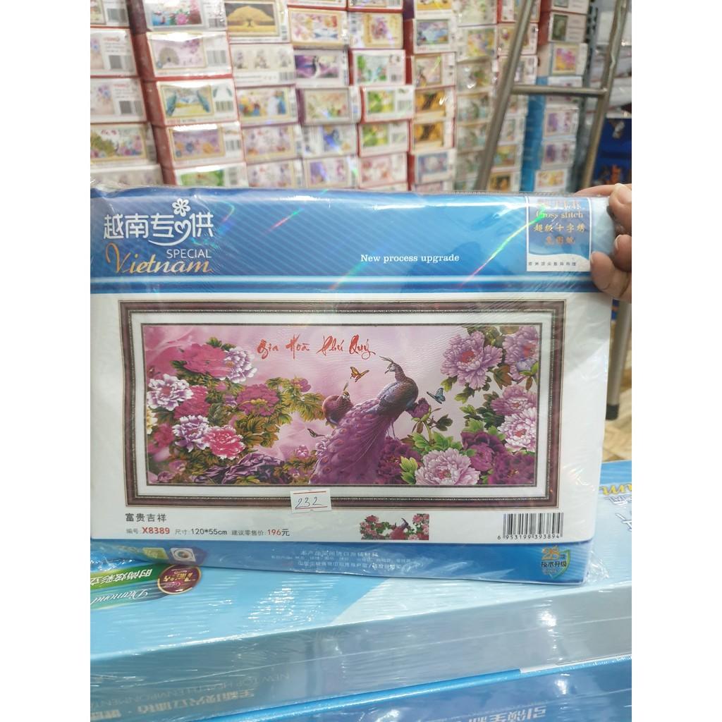 Tranh thêu công tím gia hòa phú quý X8389 - kích thước: 120 * 55cm.