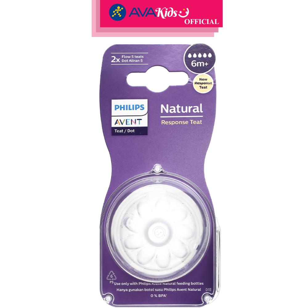 Bộ 2 núm ti Philips Avent SCY965/02 cổ rộng size 5 (6 - 9 tháng) - Hàng Chính Hãng