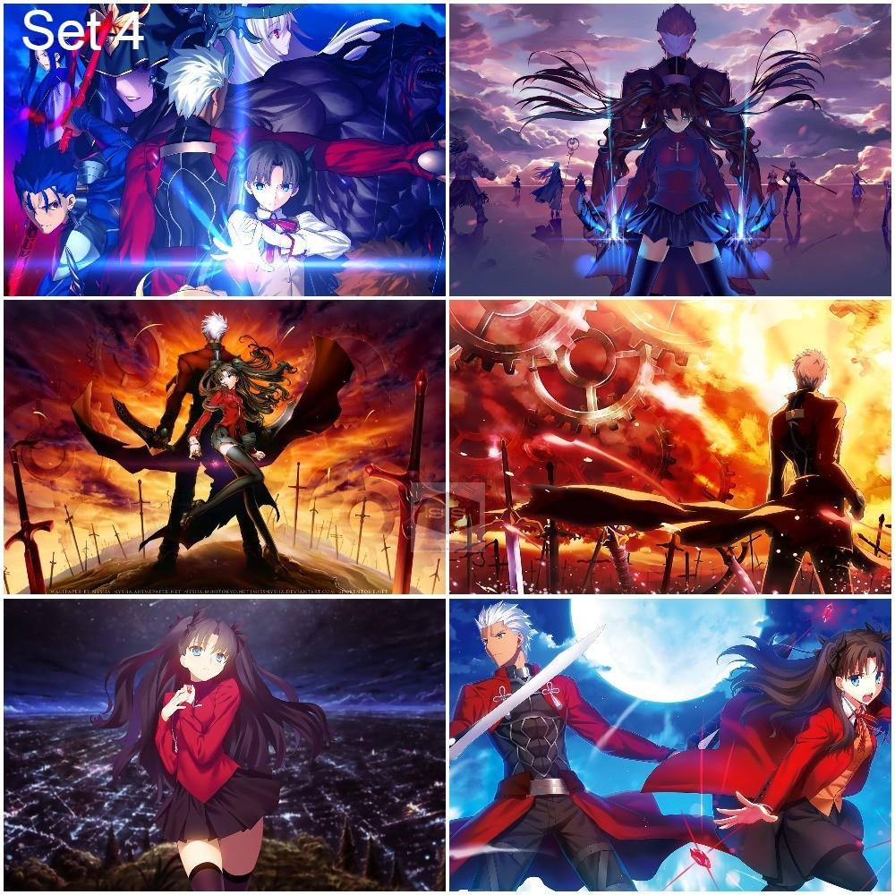 Bộ 6 Áp phích - Poster Anime Fate - Cuộc Chiến Giành Chén Thánh (bóc dán) - A3,A4,A5