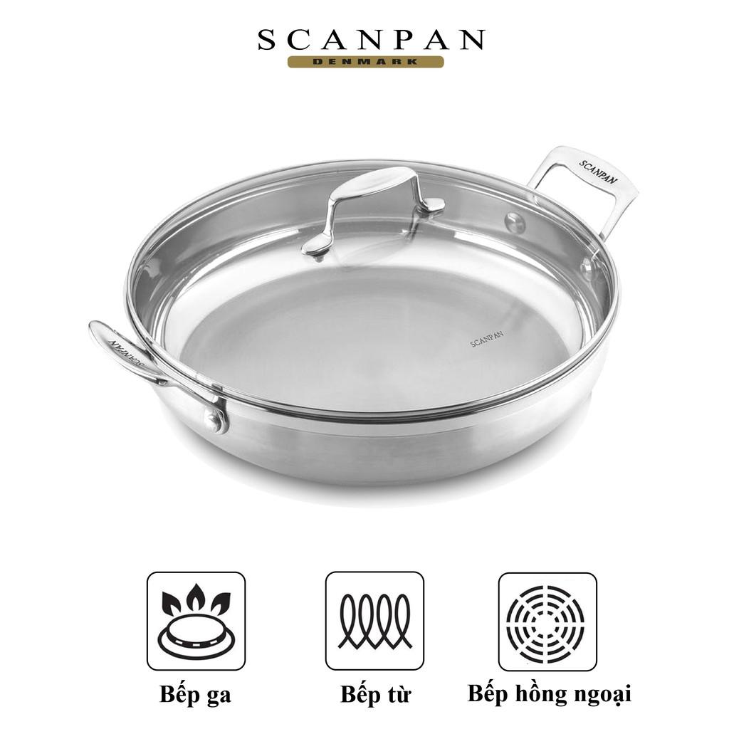 Chảo inox cao cấp đáy từ Scanpan Impact 32cm, thiết kế 3 lớp, tay cầm chống nóng, dùng bếp từ, máy rửa bát 71113200