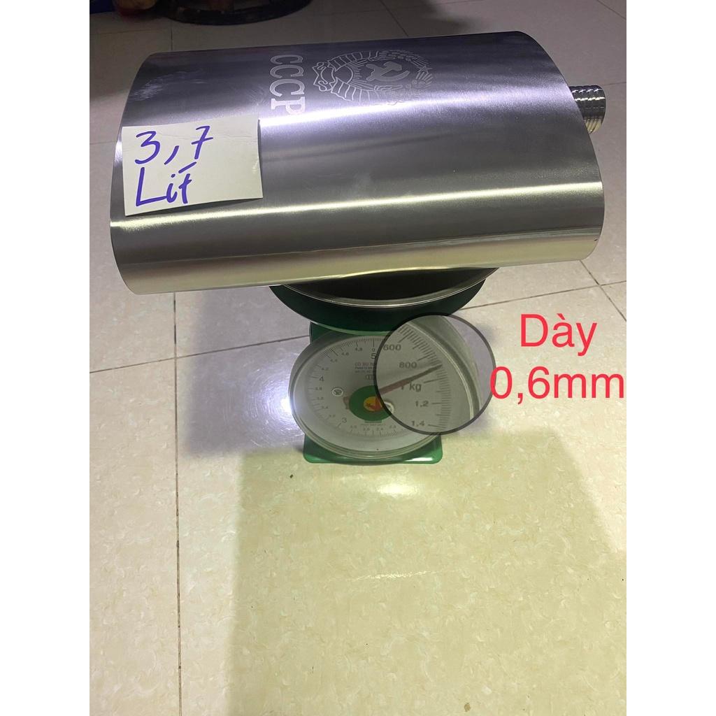 Bình đựng nước 3,5 Lit Inox 304 cccp kèm bao da như hình, hàng dày 0,6mm có tặng 1 LY+ 1 PHỄU- 128 Xách Tay