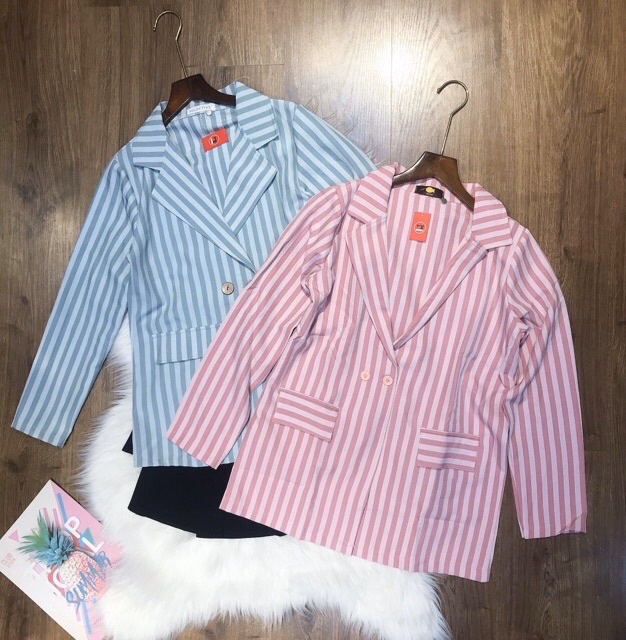 Áo khoác vest nữ áo blazer kẻ sọc kiểu hàn quốc xinh xắn