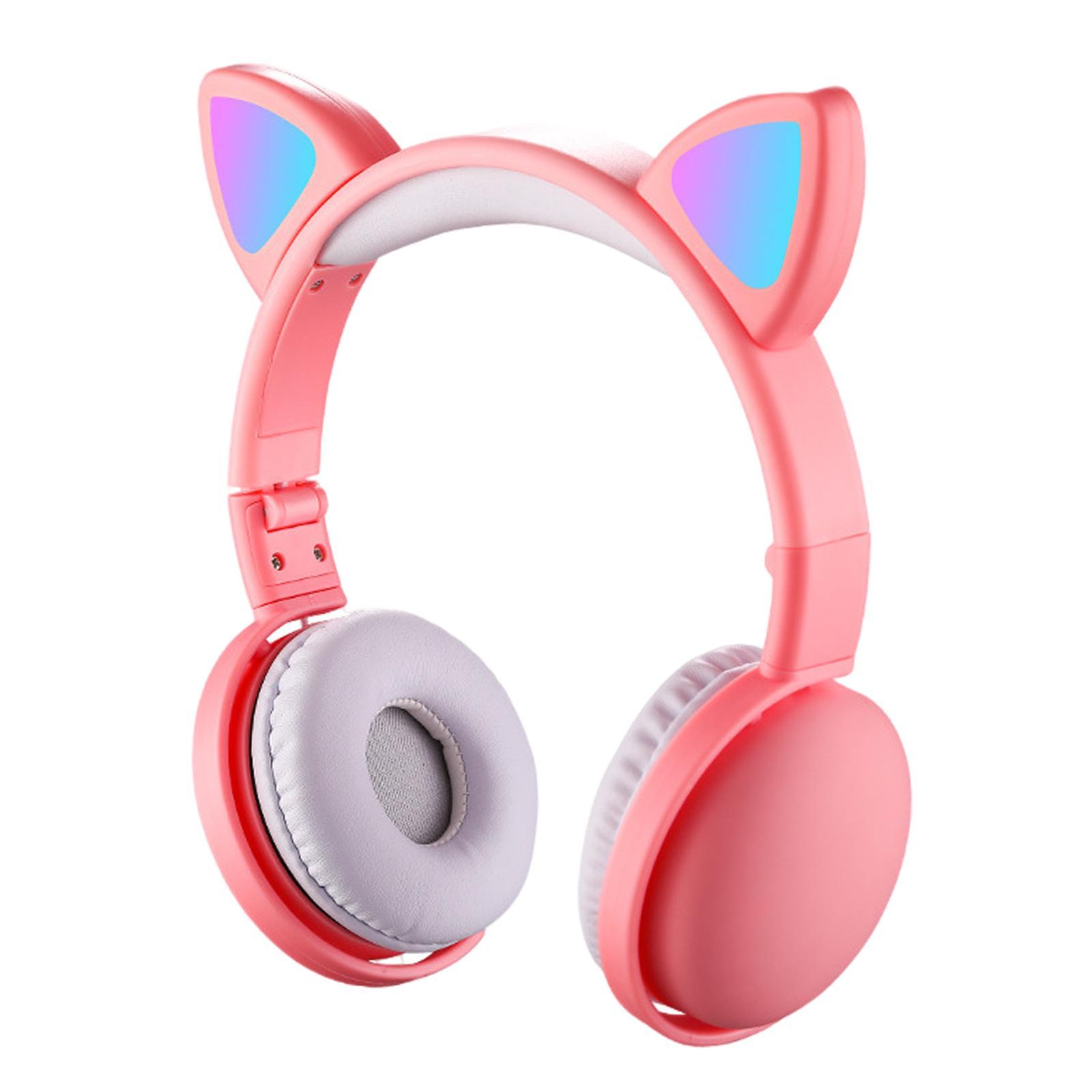 Cat Headphone Stereo Adjustable Bluetooth 5.0 for iOS and android Pink