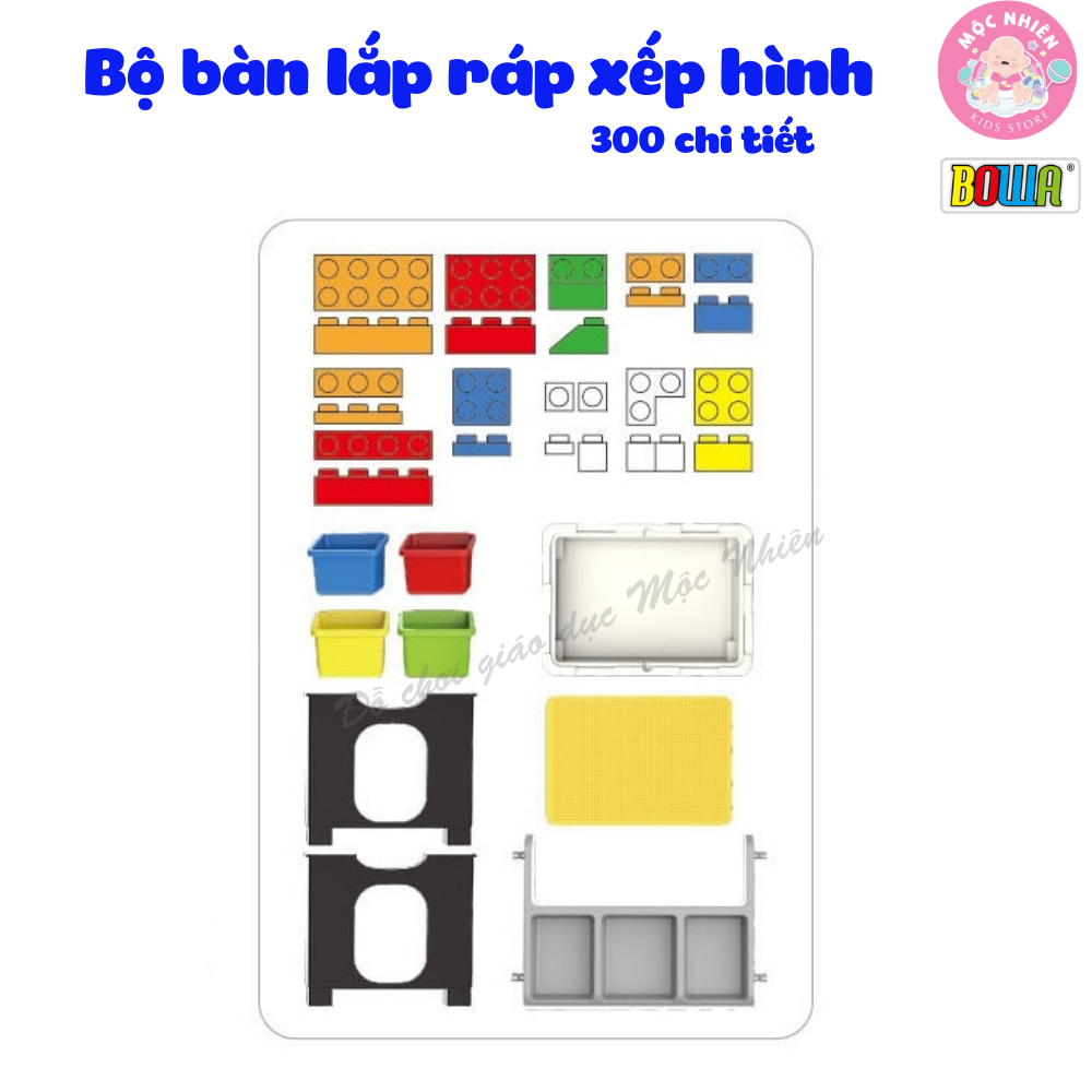 Bộ Đồ Chơi Bàn Lắp Ráp Xếp Hình 300 Chi Tiết BOWA 8406 - Dành cho bé từ 3 tuổi