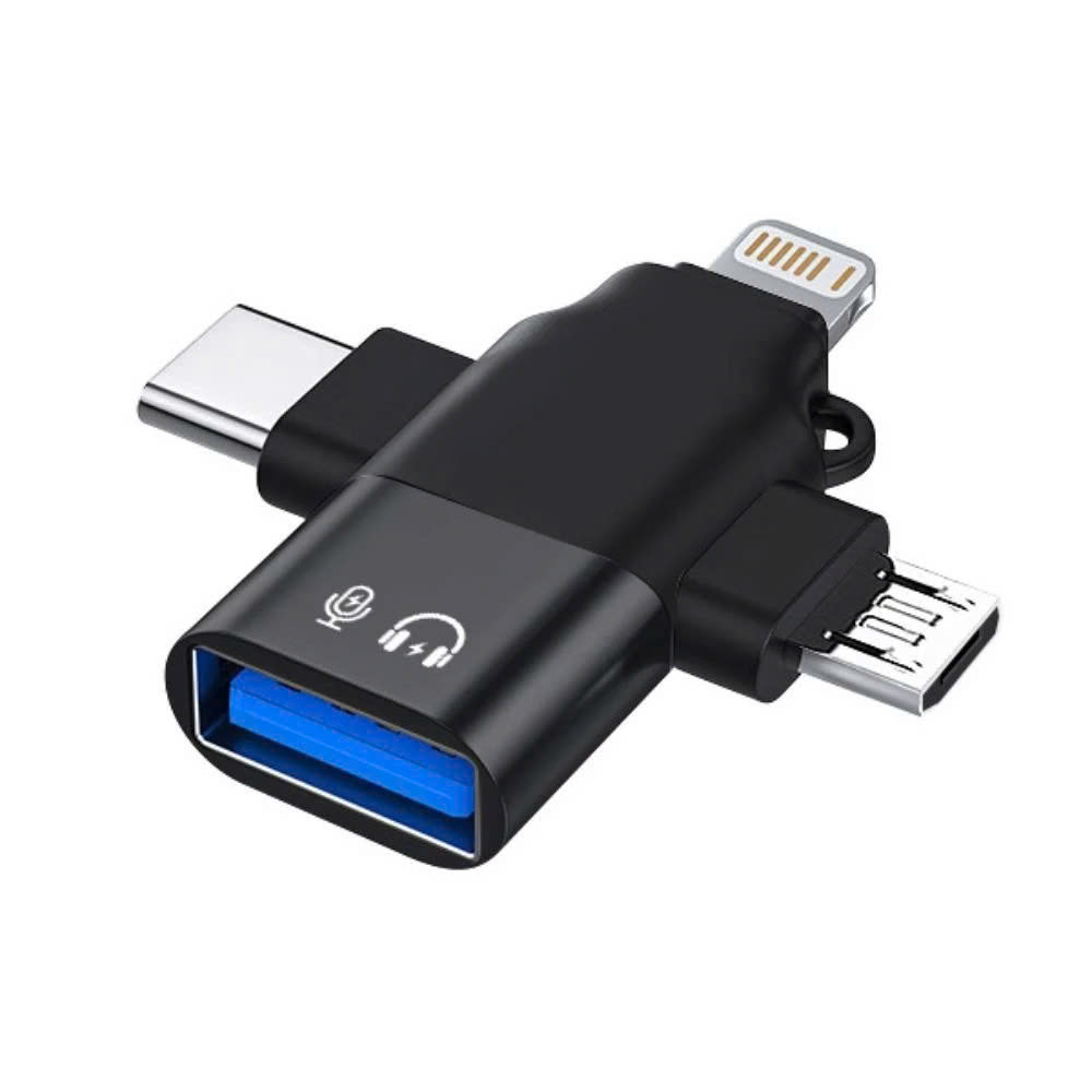 Đầu chuyển đổi 3 trong 1, Bộ chuyển đổi USB 3.0 Type C 3 trong 1, Đầu nối truyền dữ liệu Micro USB IOS OTG - Hàng Nhập Khẩu