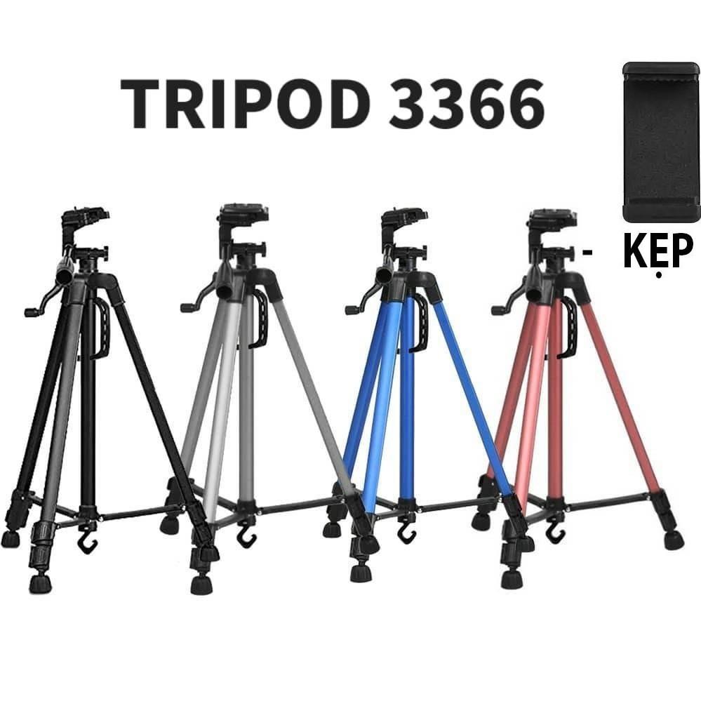 Giá đỡ chụp ảnh điện thoại Tripod 3 chân 3366 có remote bluetooth tương thích với nhiều dòng máy