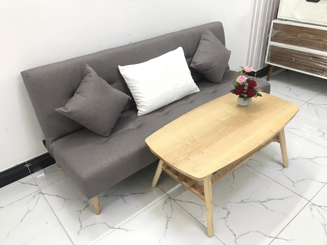 Bộ ghế sofa giường 1m7x90, sofa bed, sofa vải phòng khách, salon linco12  sô pha