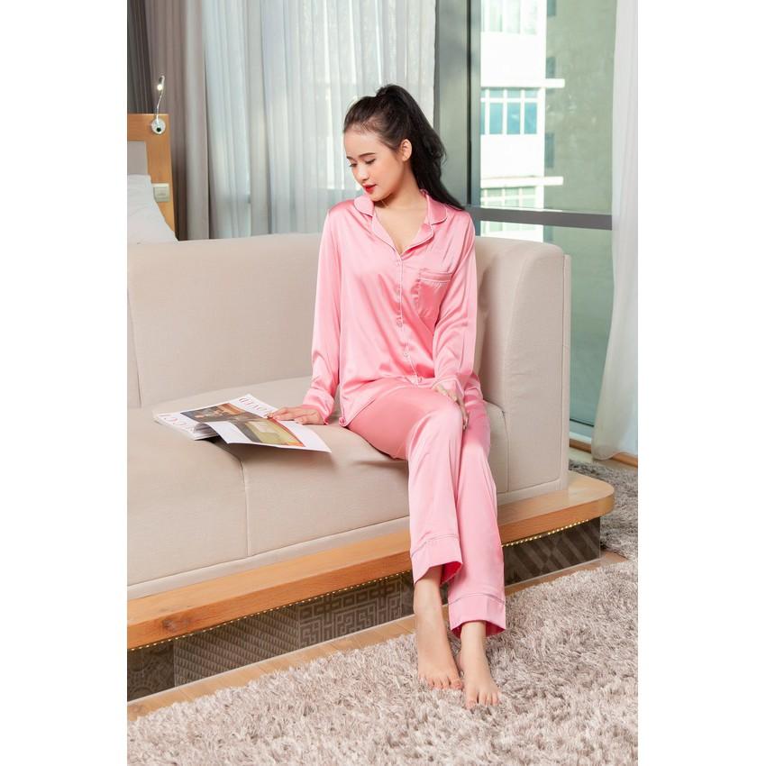 Đồ Ngủ Nữ Pyjama Tay Dài Quần Dài HW1002 đồ ngủ nữ đẹp lụa Pháp cao cấp, mềm mịn,thoáng mát - RELAX