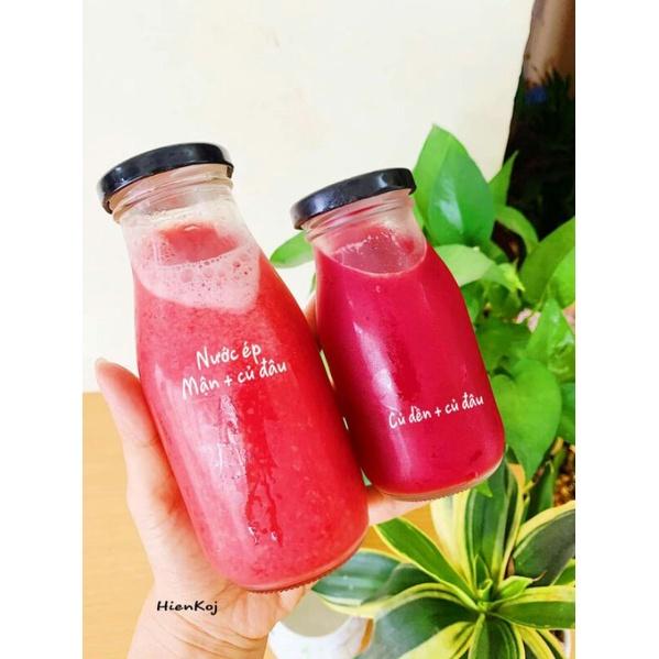 Combo 8 Chai Thủy Tinh 300ml Nắp Vàng Đựng Sữa Hạt/ Nước Ép Sinh Tố