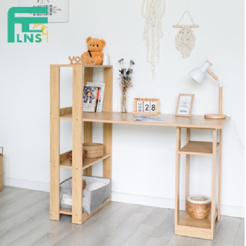Bàn Làm Việc Gỗ LINSY BH01 Phối Kèm Có Kệ Sách Đa Năng Nội Thất Thông Minh Lắp Ráp