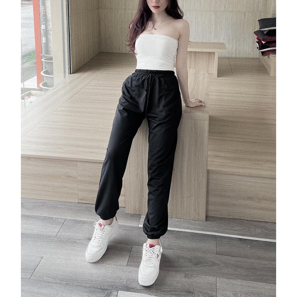 Quần jogger nữ thể thao đẹp, quần bomber Unisex chun bo gấu, chất thun nỉ dày dặn, ống rộng dáng suông Ulzzang, QN003