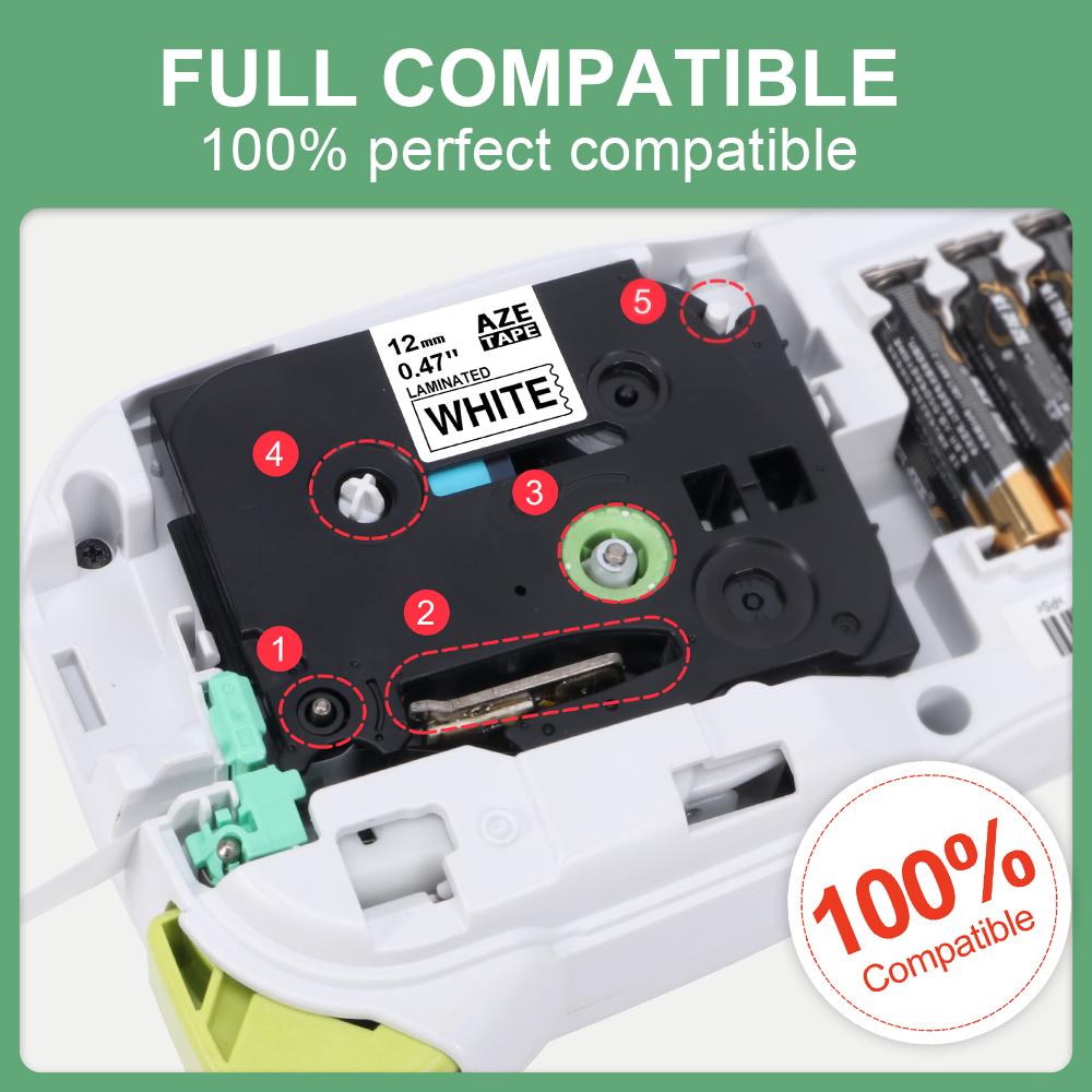231 Băng Màu Trắng Tương Thích Cho Brother Nhãn Băng 12Mm Tze231 Tze221 241 251 Cho Máy In Nhãn Ptouch PTH110 PTD210 P710BT E110VP