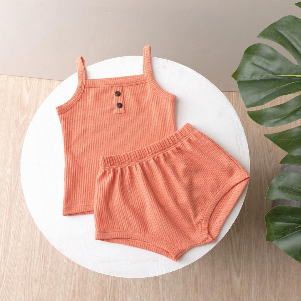 Bộ quần áo hai dây chất cotton thoáng mát, phong cách Hàn Quốc cho bé gái size từ 0 đến 24 tháng tuổi