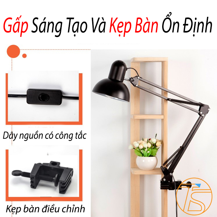 Đèn Kẹp Bàn Gấp Kéo Dài Sáng Tạo Linh Hoạt Sử Dụng Làm Việc, Học Tập, Phòng Ngủ Nguồn 220V