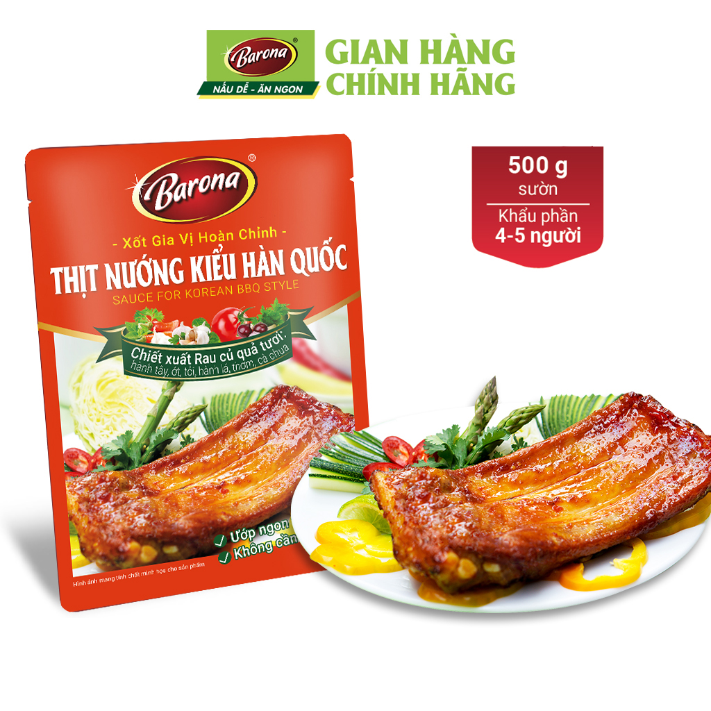 Combo 3 gói Xốt Gia vị hoàn chỉnh Barona - Thịt Nướng Hàn Quốc 80gr