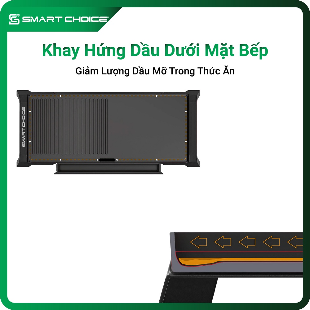 Bếp Nướng Điện SMARTCHOICE SCG-ND001, Bếp Nướng Điện Không Khói 2200W Chống Dính Cao Cấp, Kích Thước Lớn - Hàng Chính Hãng