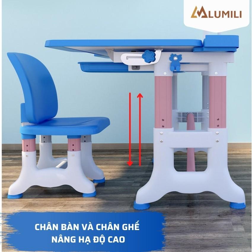 bộ bàn ghế học sinh thông minh bàn học chống gù chống cận cho bé lumili có thể điều chỉnh độ cao