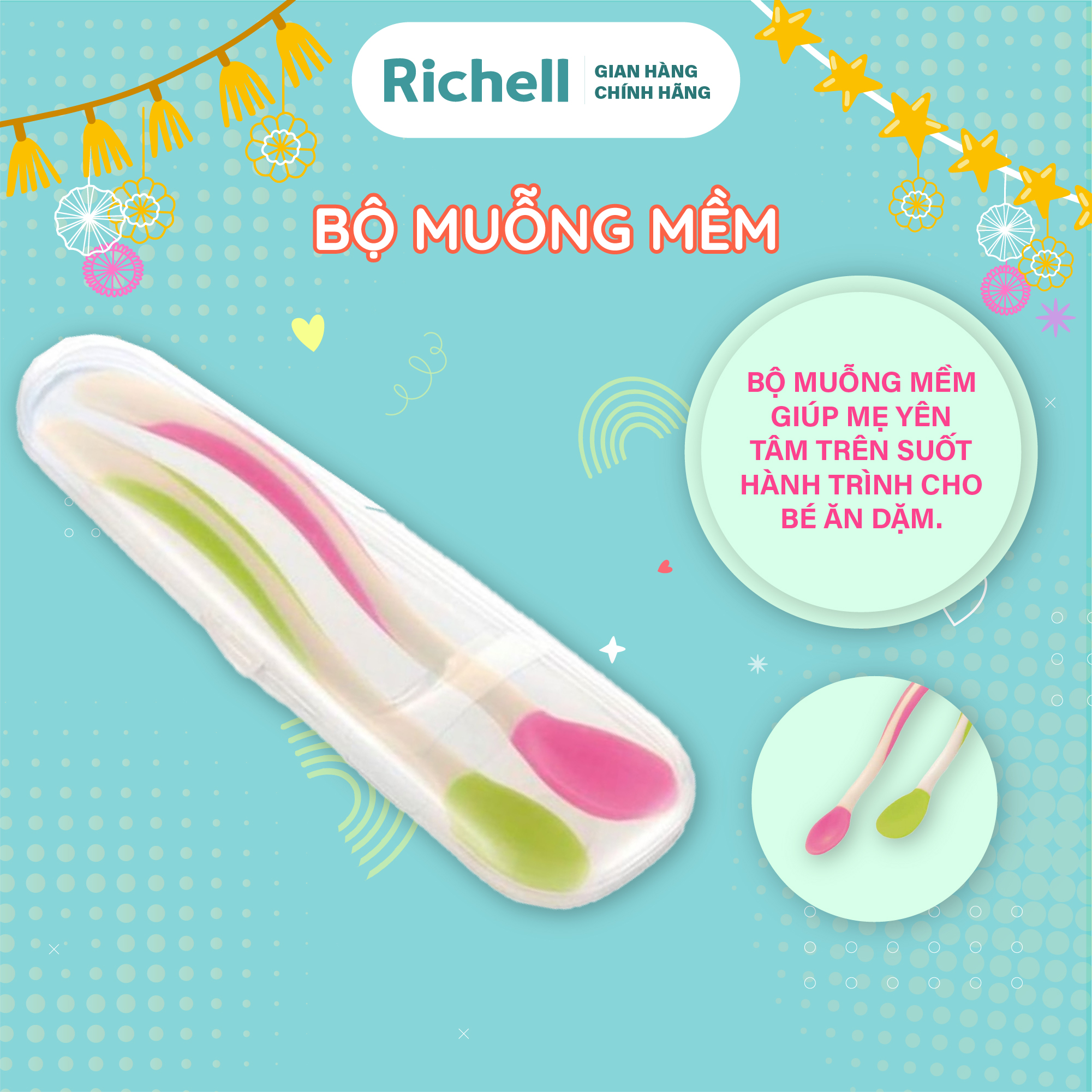 Bộ muỗng mềm cho bé ăn dặm Richell