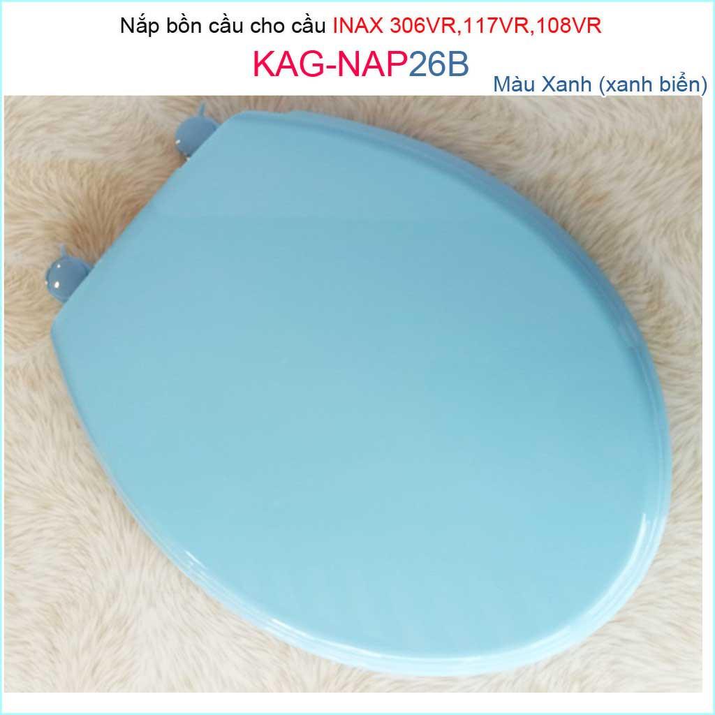 Nắp đậy bồn cầu KAG-NAP26B Inax cho C117-C306-C108, nắp bồn cầu 2 khối nhựa dày xanh biển bóng đẹp