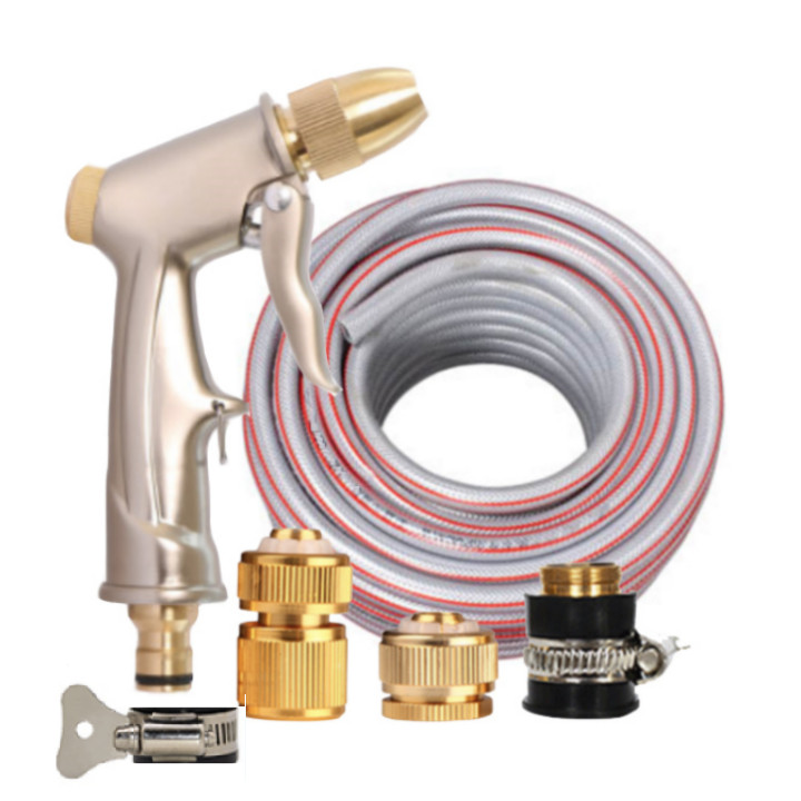 Bộ dây vòi xịt nước rửa xe, tưới cây , tăng áp 3 lần, loại 20m 206701-2 đầu đồng,cút đồng+  đai