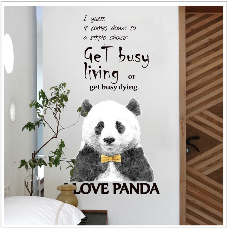 Decal dán tường I love Panda và thông điệp ý nghĩa AmyShop DKN101
