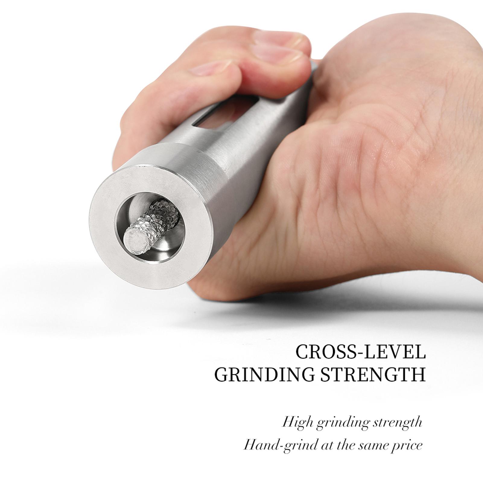 Máy xay hạt tiêu dạng chai bằng thép không gỉ, dung tích lớn thiết kế tinh tế.