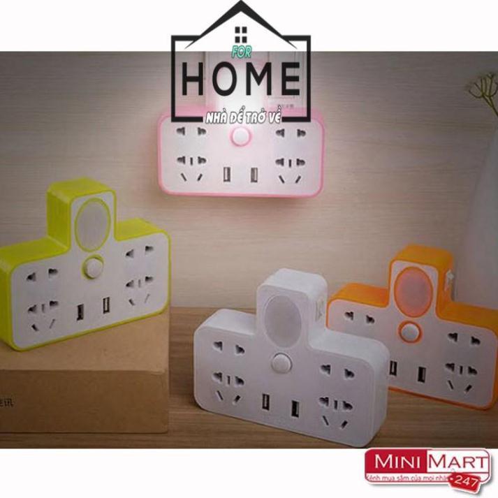 Ổ cắm 4 cổng kiêm đèn ngủ- 2 cổng usb- mẫu 2018