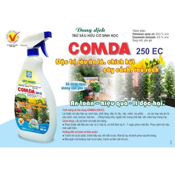 CHẾ PHẨM TRỪ SÂU PHA SẴN TIỆN DỤNG COMDA 250 EC - BÌNH XỊT 650ML