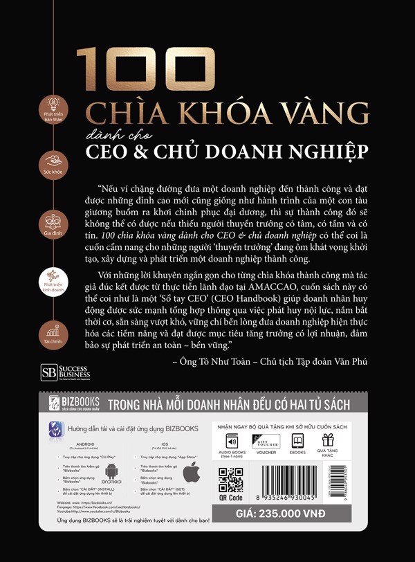 Sách - 100 Chìa khóa vàng dành cho CEO và chủ doanh nghiệp