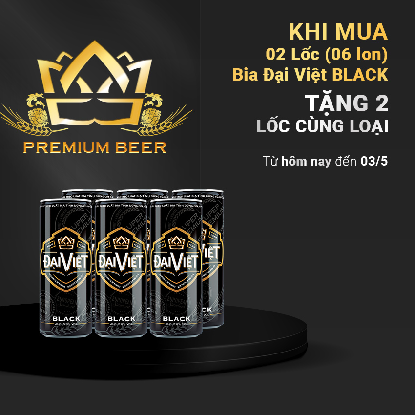 [Combo (12) lon 330ml] Bia Black Đại Việt, Bia đen sản xuất theo luật bia tinh dòng của Bia Đức, không hóa chất, Bia việt dành cho người có gu