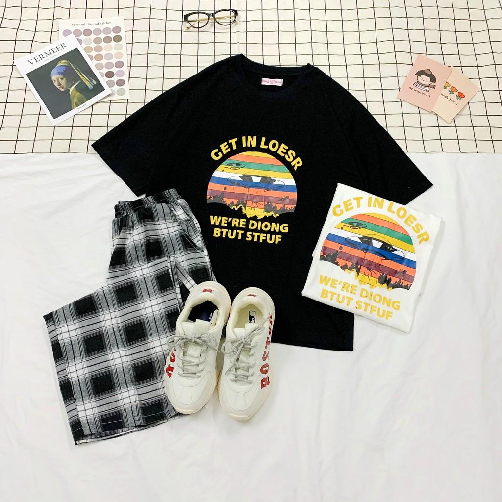 Áo Thun Tay Lỡ Unsiex GET IN LOESR Form Rộng Ulzzang
