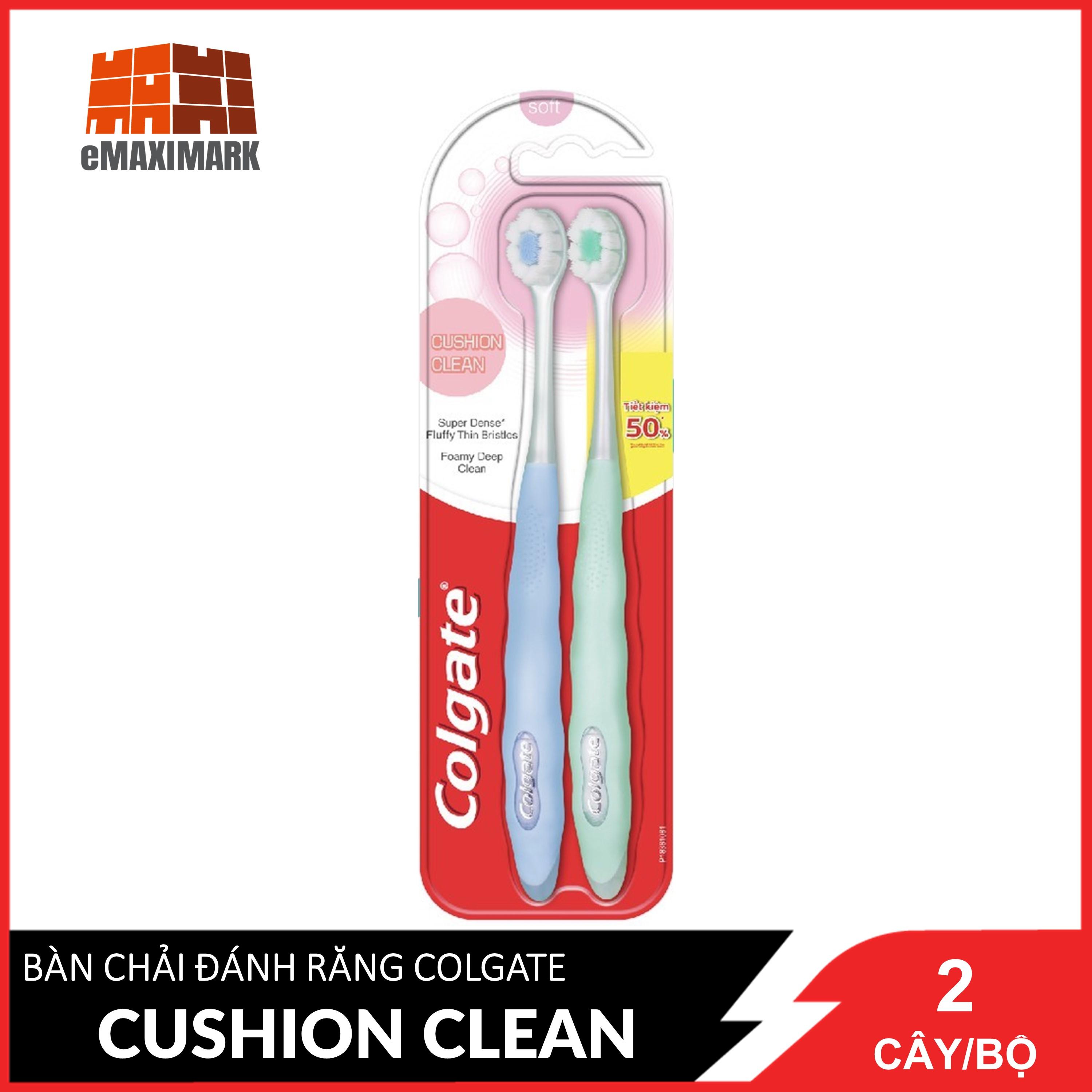 Bộ 2 Bàn Chải Colgate Cushion Clean Công Nghệ Tạo Bọt Kem Siêu Mịn