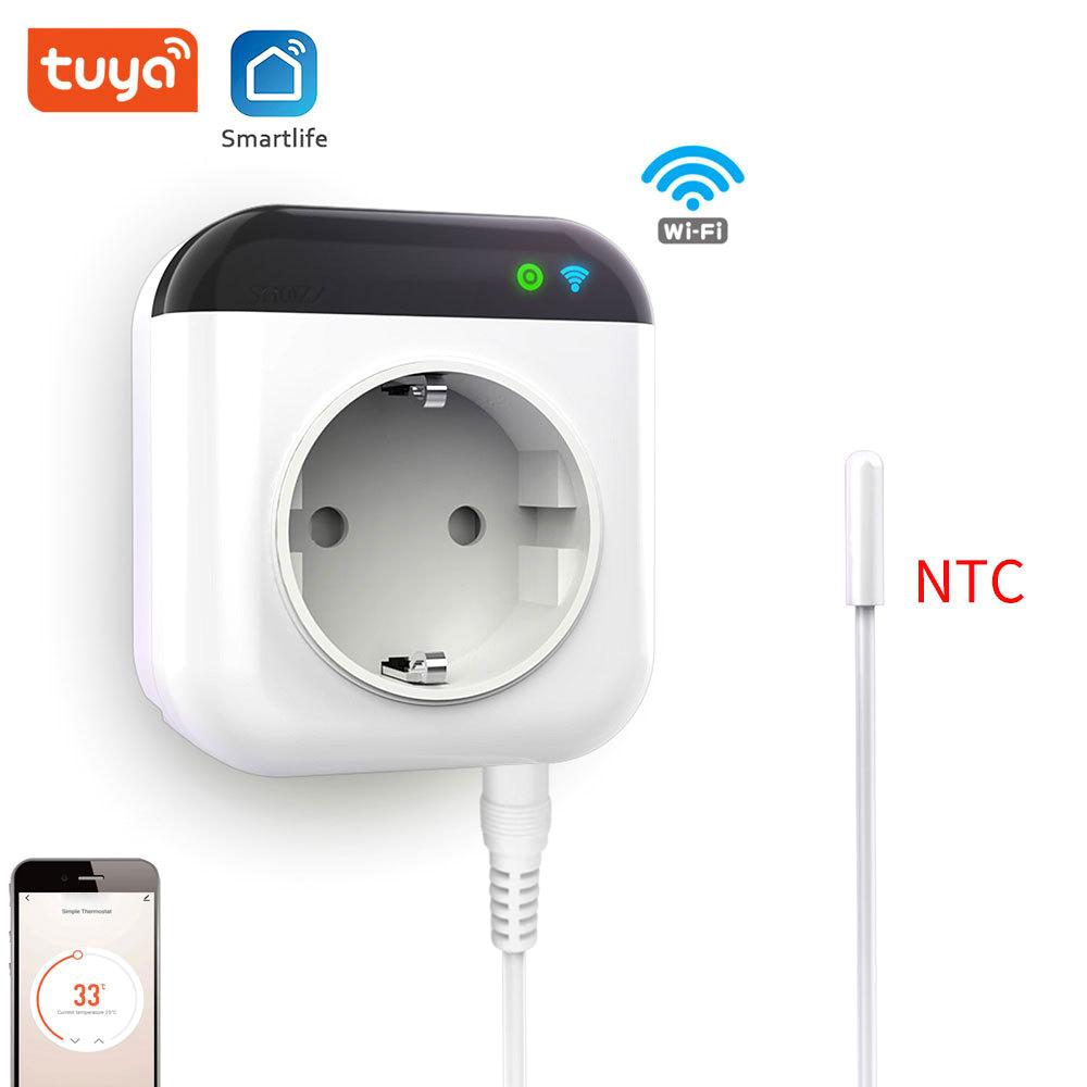 Programmable Smart Wifi Thermostat Plug Outlet Mini Temperature Controller 10A Plug-in Socket APP Control Voice Control Schedule Timer Electric Switch for Heating Cooling Appliances