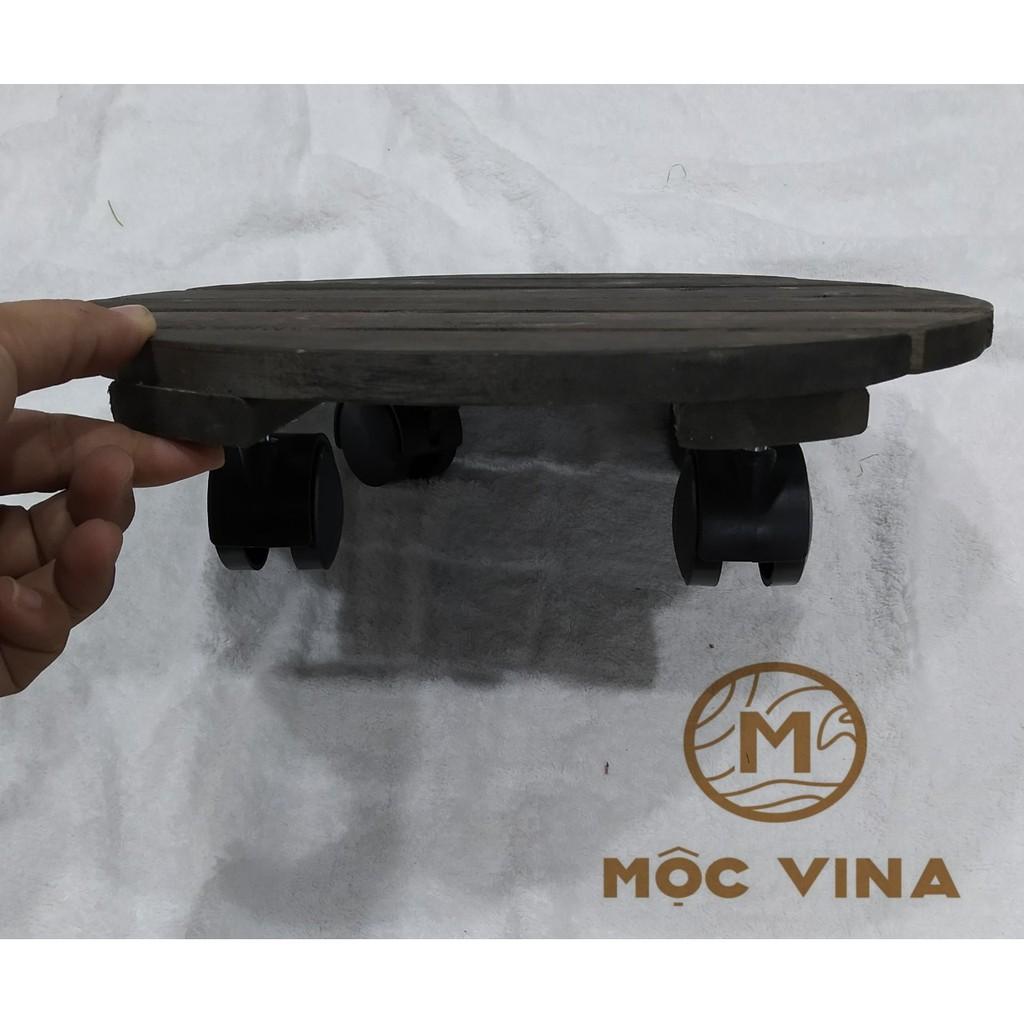 Đế Lót Tròn Nâng Chậu Cây Chậu Hoa Di Động Có Bánh Xe Màu Đen Đường Kính 30 cm Mộc Vina