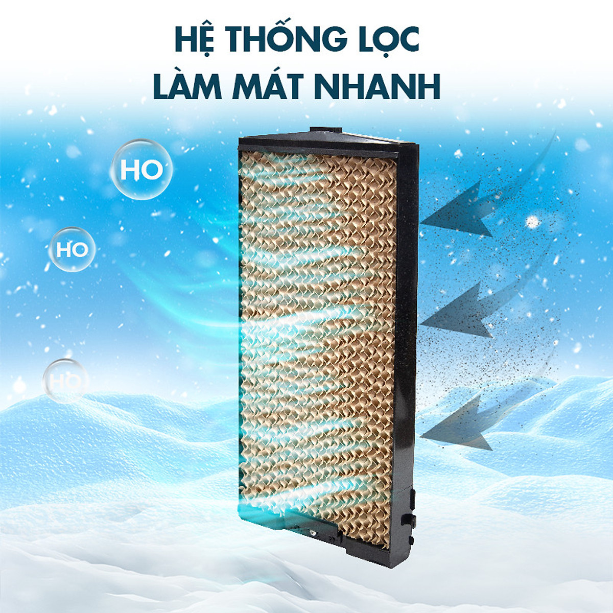 Quạt Điều Hòa Hơi Nước Công Suất 130W, Siêu Mát Với 3 Cấp Gió Giúp Làm Mát Nhanh, Tiết Kiệm Điện, Cân bằng độ ẩm ở mức lý tưởng, tốt cho sức khỏe  kèm 2 đá khô, Kính bơi có bịt tai )