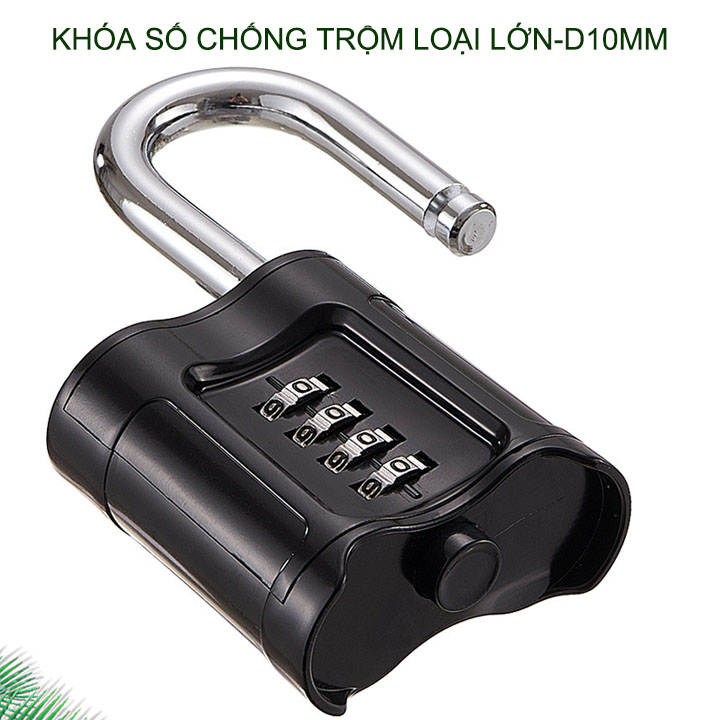 Khóa số loại lớn D10mm chuyên dùng khóa cửa đi, cổng với 4 mã số có thể thay đổi được, vỏ hợp kim kẽm mạ chống gỉ