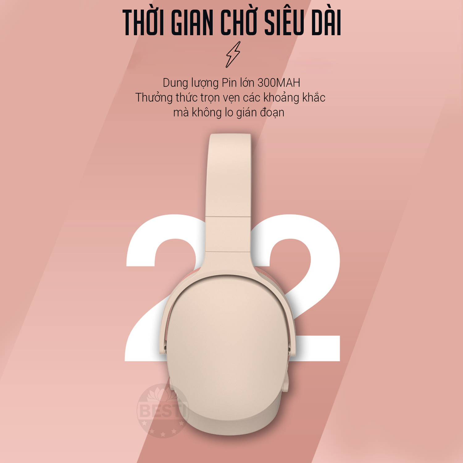 Tai Nghe Chụp Tai Bluetooth Thời Trang Và Phong Cách Âm Bass Ấm Sống Động Có Mic Đàm Thoại Besti – Hàng Chính Hãng