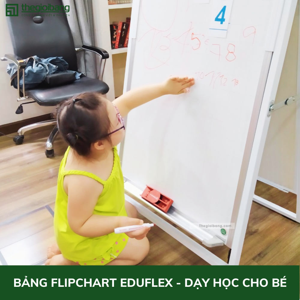 Bảng Flipchart 2 Mặt EduFlex Dạy Học Cho Bé - Kích Thước 60x100cm - Bảng Tân Hà - Tặng Phụ Kiện