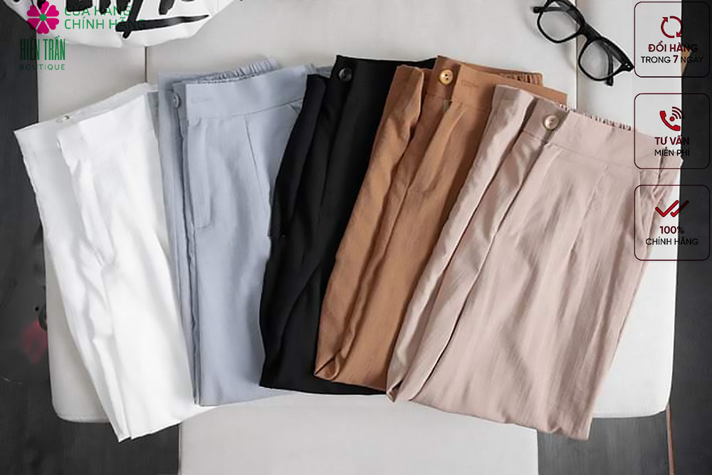 Quần baggy đũi Hiền Trần BOUTIQUE vải xước thoáng mát mềm mịn cạp chun sau form chuẩn tôn dáng