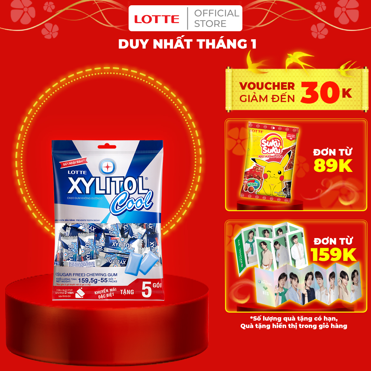 Kẹo gum không đường Lotte Xylitol Cool 159,5 g